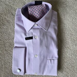 Jos. A Bank Reserve Lilac French Cuff Collared Shirt and Tie